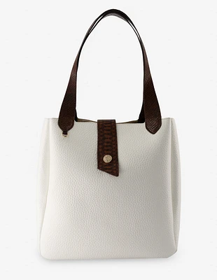 Bolso tipo shopper color blanco con detalles de serpiente para mujer