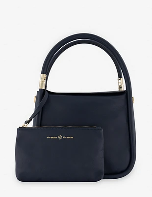 Bolso de mano en piel color azul para mujer