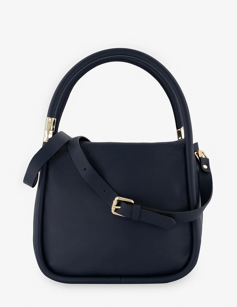 Bolso de mano en piel color azul para mujer