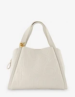 Bolso de hombro en piel color hueso con anagrama de letras Prada para mujer