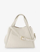 Bolso de hombro en piel color hueso con anagrama de letras Prada para mujer