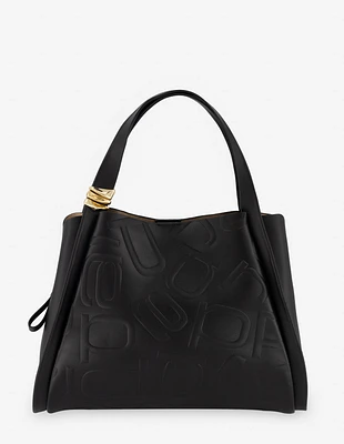 Bolso de hombro en piel color negro con anagrama de letras Prada para mujer