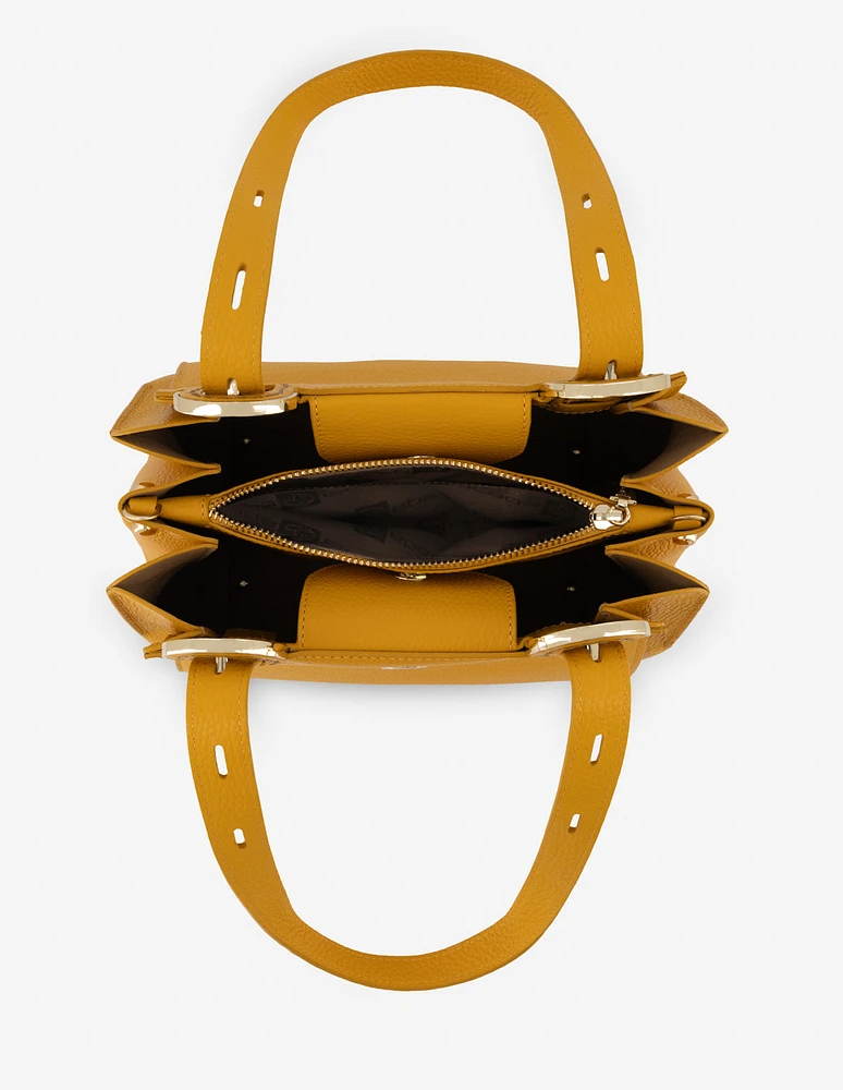 Bolso de hombro en piel color amarillo para mujer