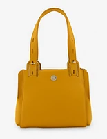 Bolso de hombro en piel color amarillo para mujer