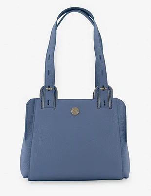 Bolso de hombro en piel color azul para mujer