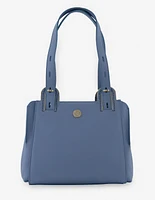 Bolso de hombro en piel color azul para mujer