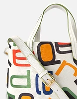 Bolso tipo shopper en color blanco con anagrama de letras Prada multicolor