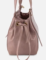 Bolso tipo saco en piel color nude para mujer