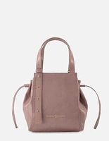 Bolso tipo saco en piel color nude para mujer