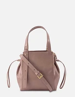 Bolso tipo saco en piel color nude para mujer