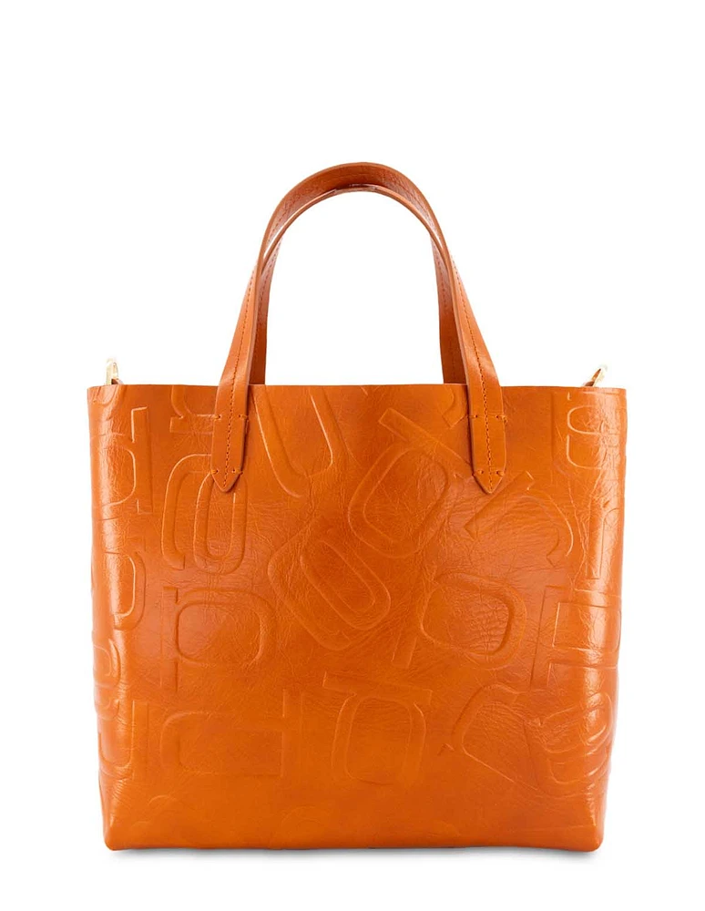 Bolso shopper anagrama letras Prada en piel color naranja para mujer