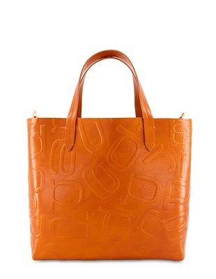 Bolso shopper anagrama letras Prada en piel color naranja para mujer