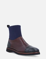 Bota chelsea vino con grabado para hombre