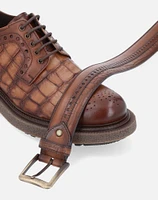 Zapato Blucher cuero con grabado para hombre