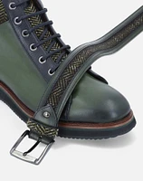 Tenis de bota verde en piel para hombre