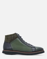 Tenis de bota verde en piel para hombre