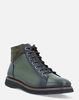 Tenis de bota verde en piel para hombre