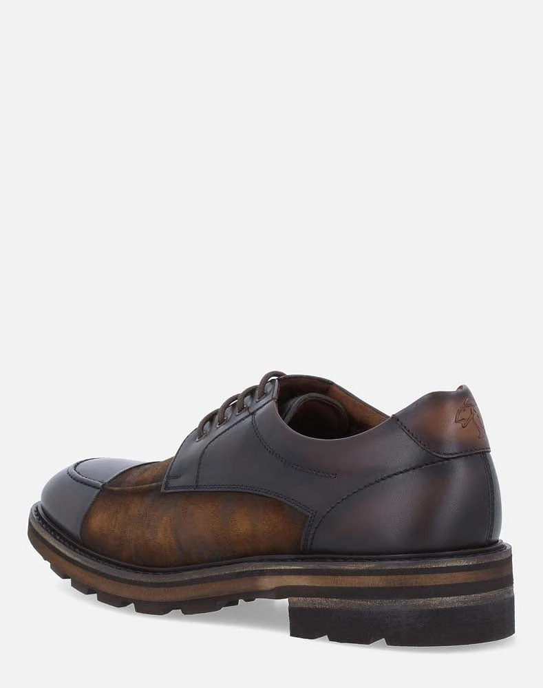 Zapato Blucher marrón de ante flocado para hombre