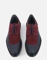 Zapato Blucher vino puntera de gomato para hombre