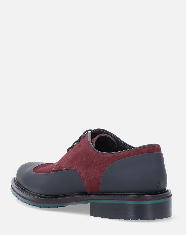 Zapato Blucher vino puntera de gomato para hombre