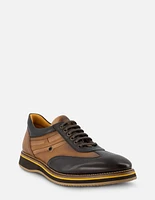 Oxford deportivo en piel napa color marrón para hombre