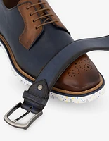 Blucher en piel color azul y café para hombre