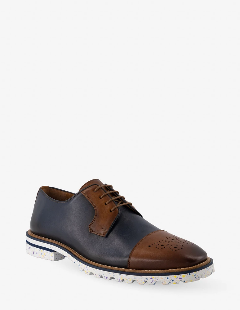 Blucher en piel color azul y café para hombre