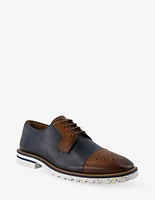 Blucher en piel color azul y café para hombre