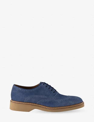 Oxford en piel ante color azul para hombre