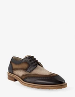 Blucher en piel y textil color marrón para hombre