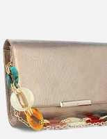 Bolso clutch en piel metalizada oro  con efecto caleidoscopio