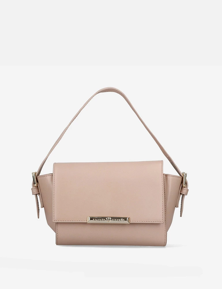 Bolso bandolera en piel napa color nude