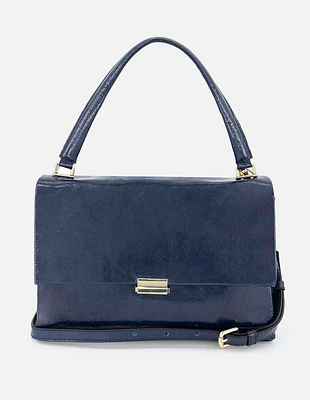 Bolso de hombro en piel  charol azul para mujer