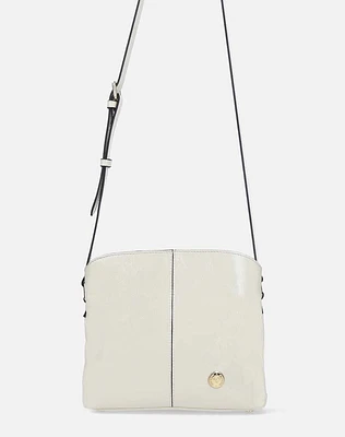 Bolso bandolera en piel charol color blanco para mujer