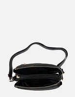 Bolso mini en textil negro asa bandolera para mujer