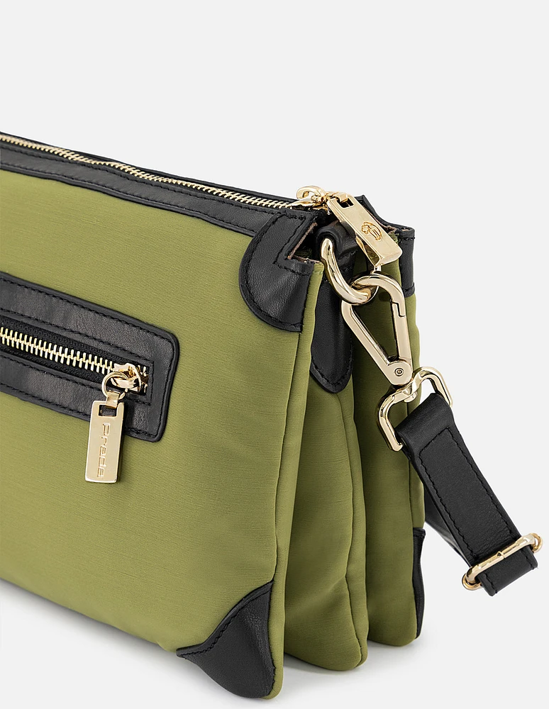 Bolso mini en textil verde asa bandolera para mujer