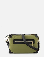 Bolso mini en textil verde asa bandolera para mujer