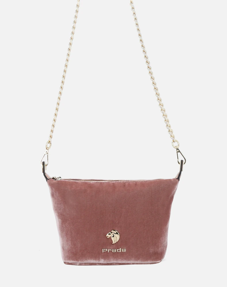 Mini bolso en terciopelo color rosa para mujer