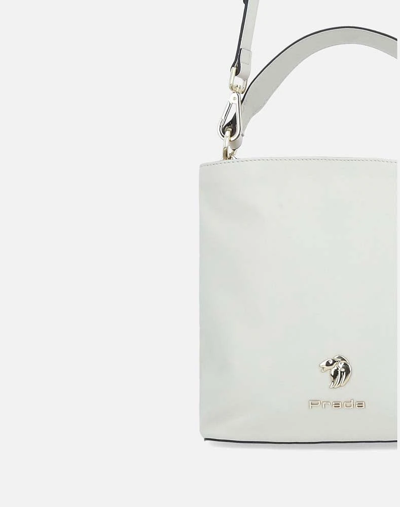 Bolso shopper en piel  blanca asa de hombro para mujer