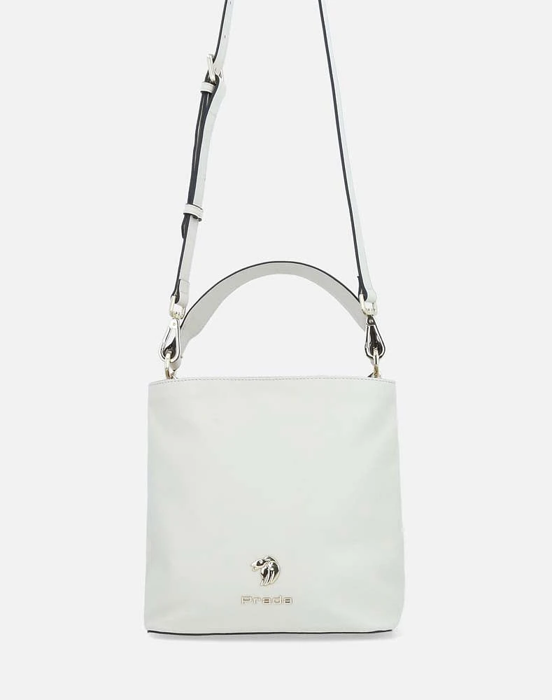 Bolso shopper en piel  blanca asa de hombro para mujer