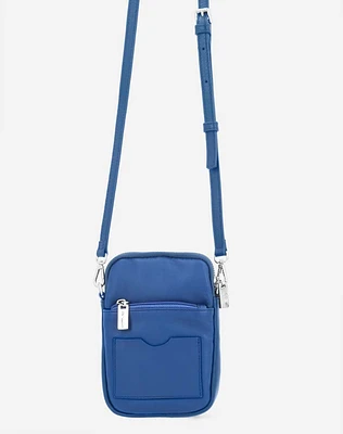 Bolso porta celular en color azul con bandolera unisex