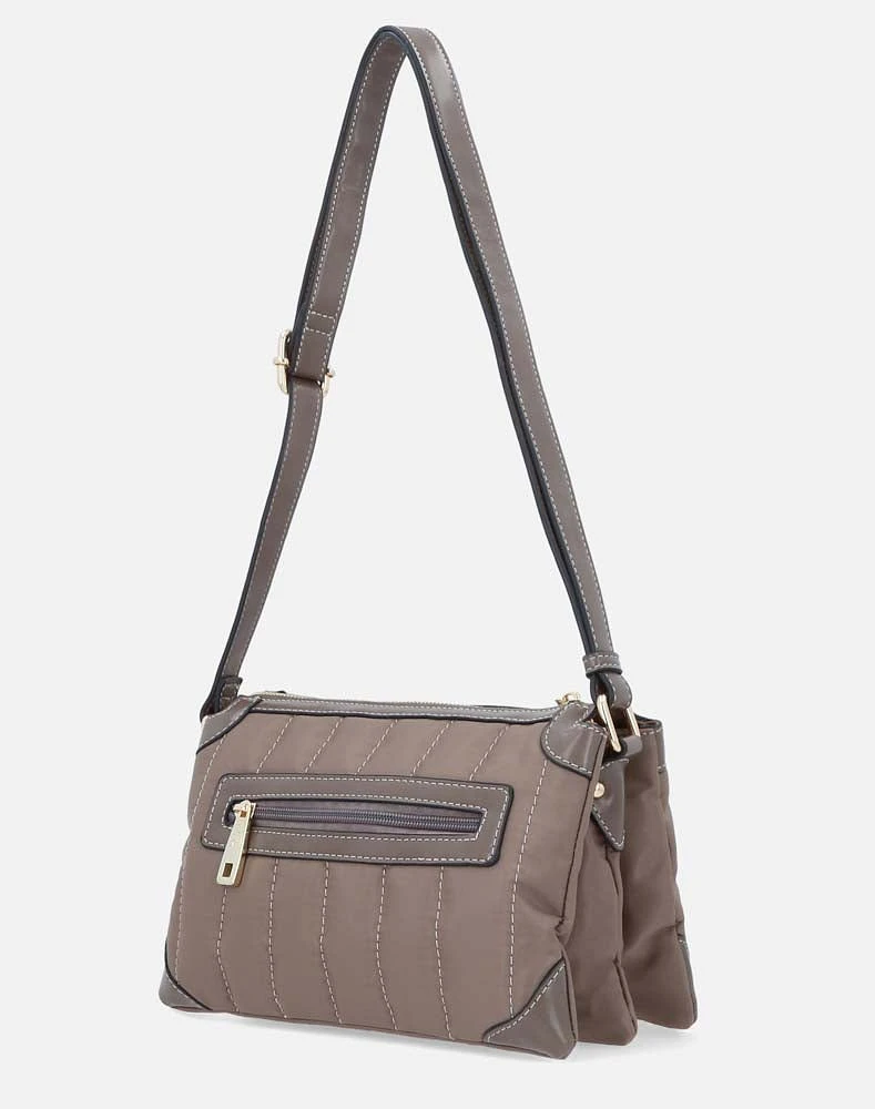 Bolso Bandolera en textil capitonado color beige para mujer