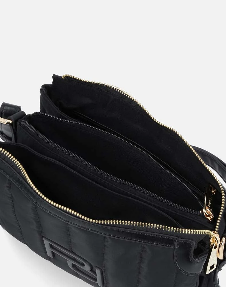 Bolso Bandolera en textil capitonado color negro para mujer