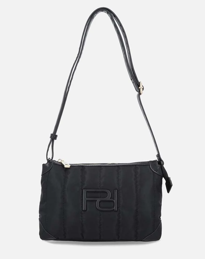 Bolso Bandolera en textil capitonado color negro para mujer