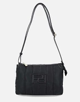 Bolso Bandolera en textil capitonado color negro para mujer