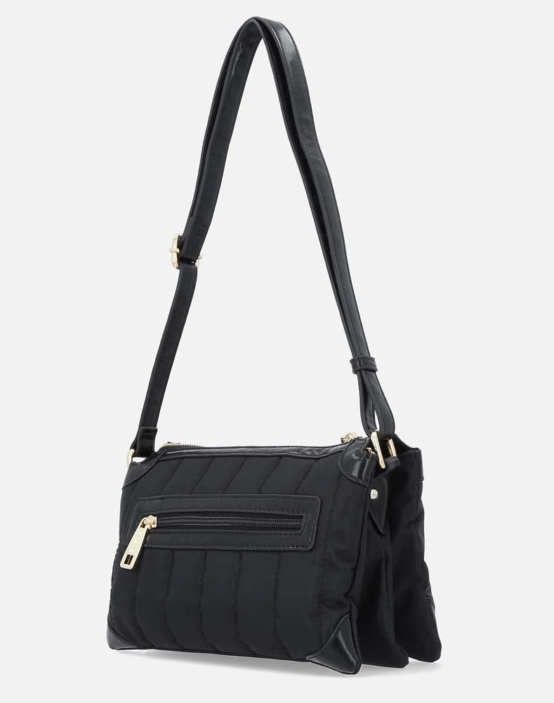 Bolso Bandolera en textil capitonado color negro para mujer