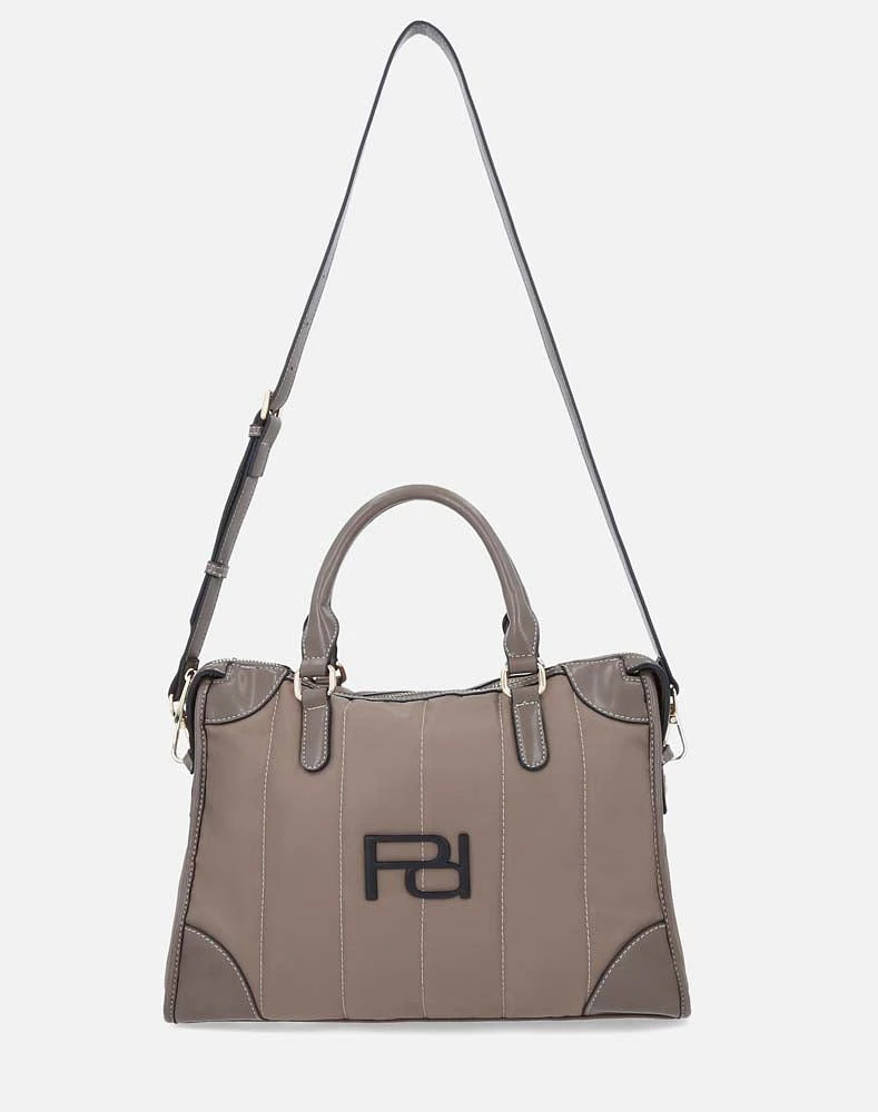 Bolso en textil capitonado color beige para mujer