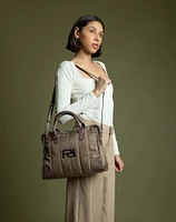 Bolso en textil capitonado color beige para mujer