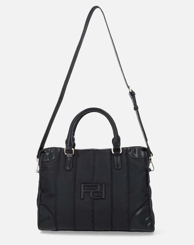 Bolso en textil capitonado color negro para mujer