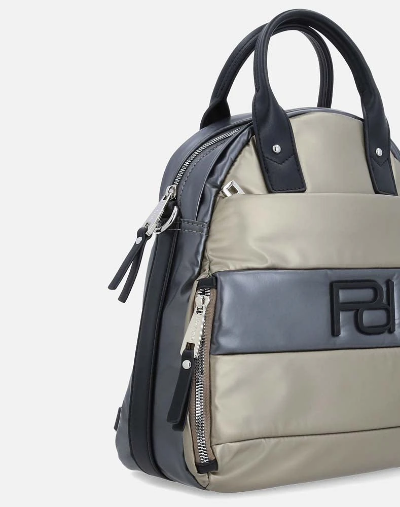 Back pack en textil color plata logo Pd unisex